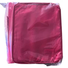 Zipper Binder Bag 2 inch 3 Ring Expandable Zip Pockets 5 Tab Organizer Pink