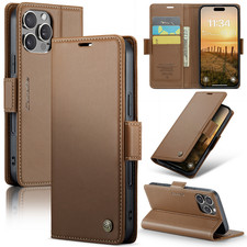 Luxury Men's Leather Magnetic Card Holder Wallet Flip Phone Case Cover For Phone