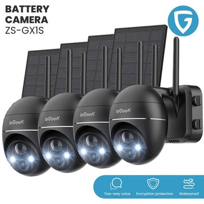 ieGeek Security Camera Outdoor, 2K Wireless WiFi 360°PTZ Solar Battery CCTV Cam