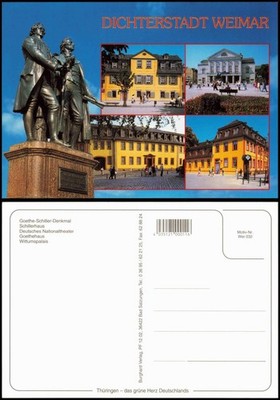 Weimar multi-picture postcard including Goethe Schiller monument Wittum Palace 2000