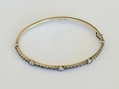 Vintage Judith Jack Sterling Silver 925 Oval Hinged Bangle Bracelet