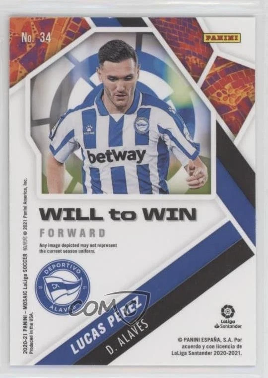 2020-21 Panini Mosaic La Liga Will to Win Lucas Perez #34 - Image 2 of 2