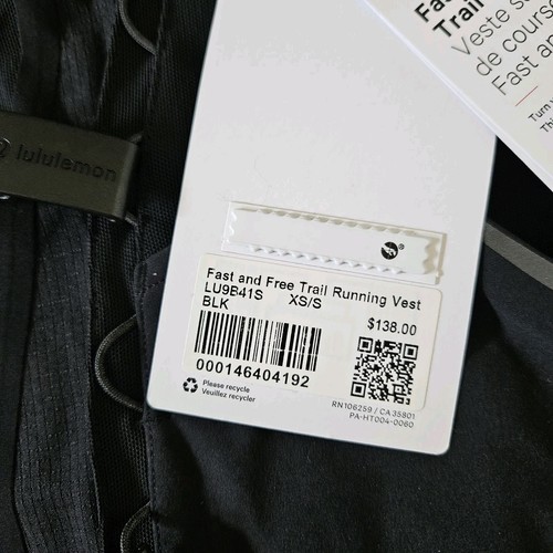 Lululemon Fast Free Trail Running Vest BLK Black Reflective Adult Size XS/S - Picture 7 of 7