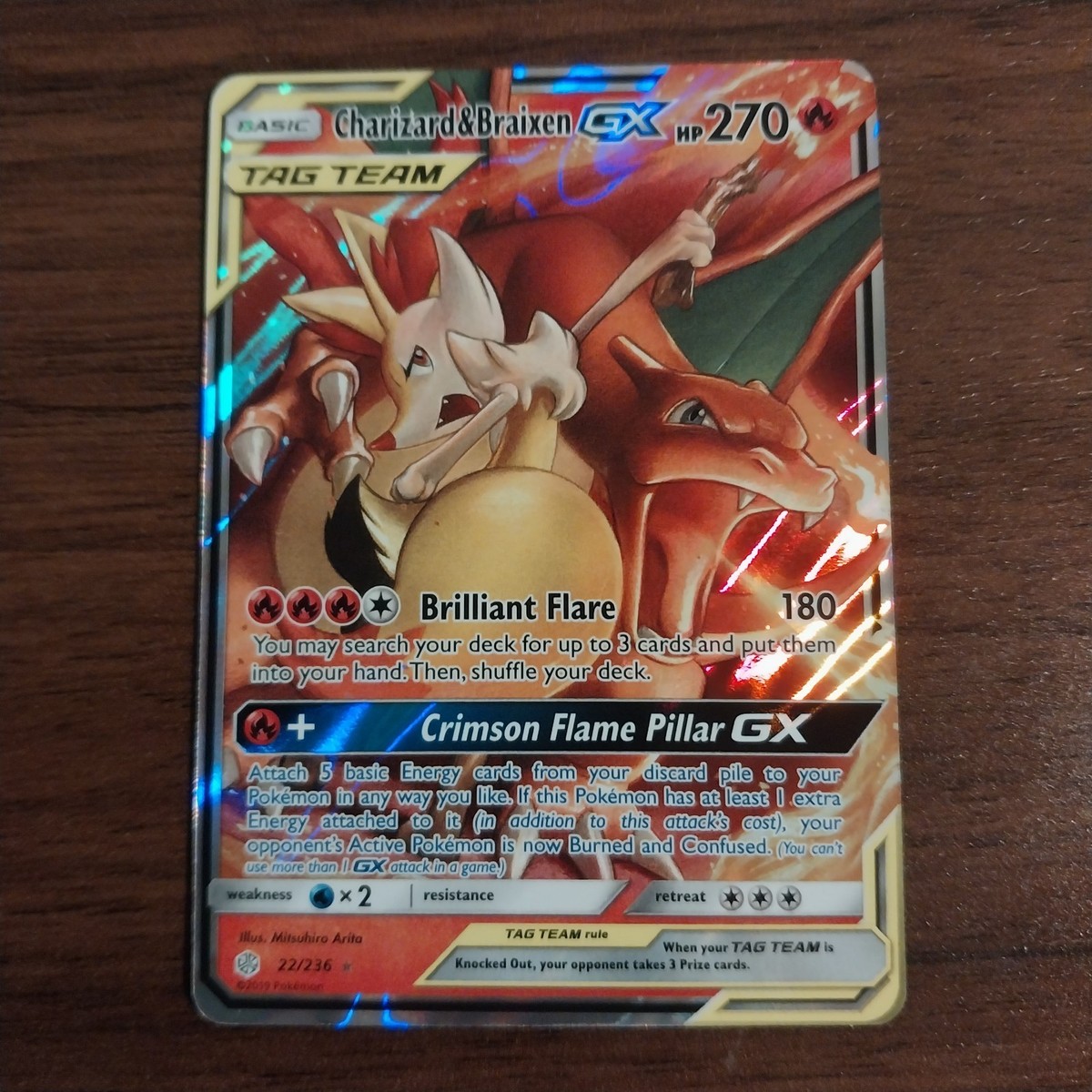 Charizard & Braixen GX 22/236 Sm-Cosmic Eclipse Holo Team Up NM