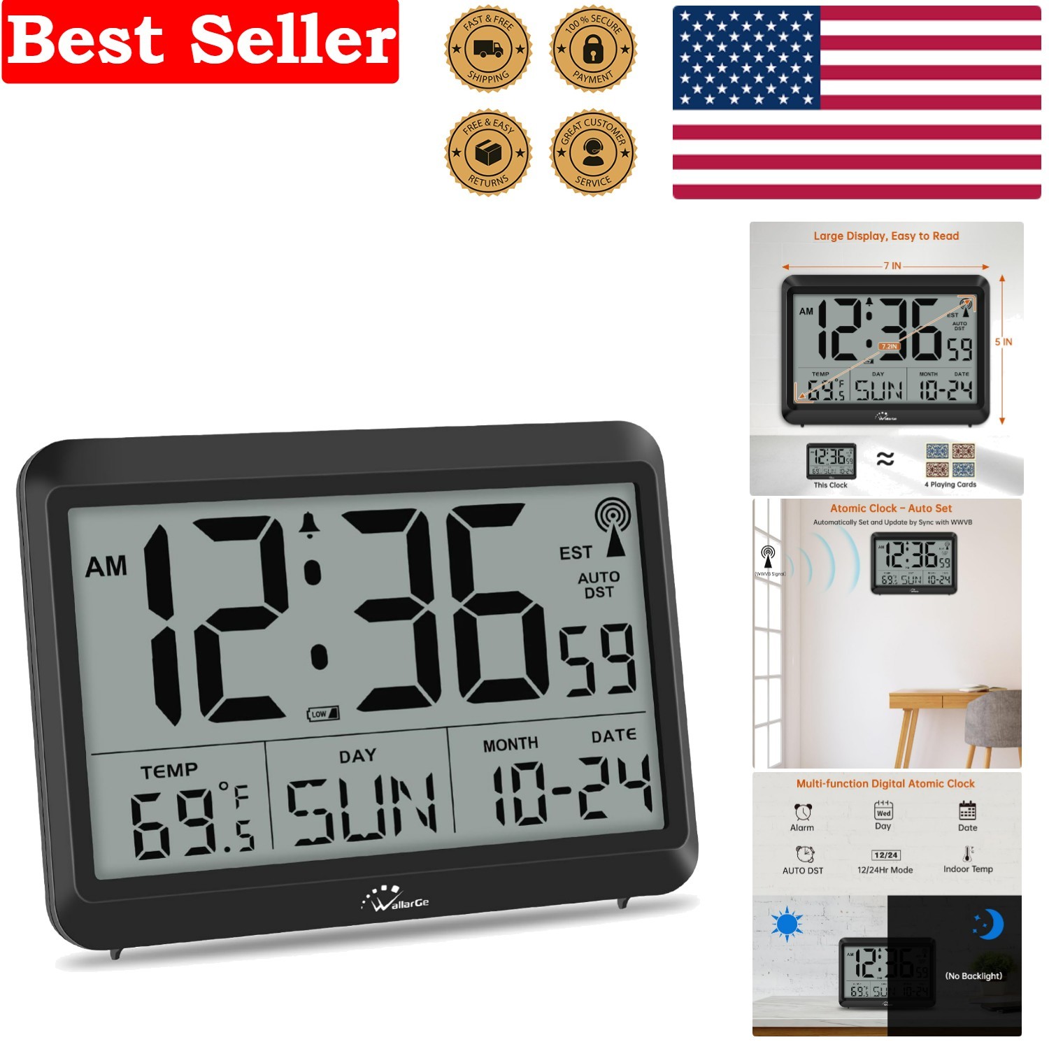 Smart Digital Atomic Clock with Auto Time Sync, Large Display & Stylish Design featured image
