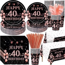 452 Pcs 40th Birthday Decorations for Women Black and Rose Gold 40th Birthday...