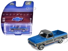 1972 CHEVROLET CHEYENNE C10 PICKUP BLUE & GRAY 1/64 DIECAST BY GREENLIGHT 30567