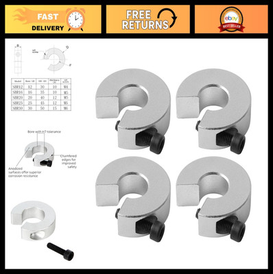 4-Pack Linear Rail Shaft Collar Set, Clamp-on with M5 Set Screw, 16mm Bore, 35mm