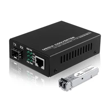 Fiber to Ethernet Media Converter with Gigabit Multi-Mode SFP LC Module, 1.25G S