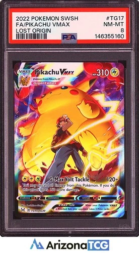 Pokemon 2022 Pikachu VMAX TG17 Full Art Lost Origin NM-MT PSA 8