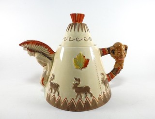 STUNNING LARGE RARE CLARICE CLIFF TEAPOT IN TEEPEE FORM