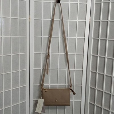 **Izzy & Ali Vegan Leather Pebble Grain Taupe Crossbody / Wristlet