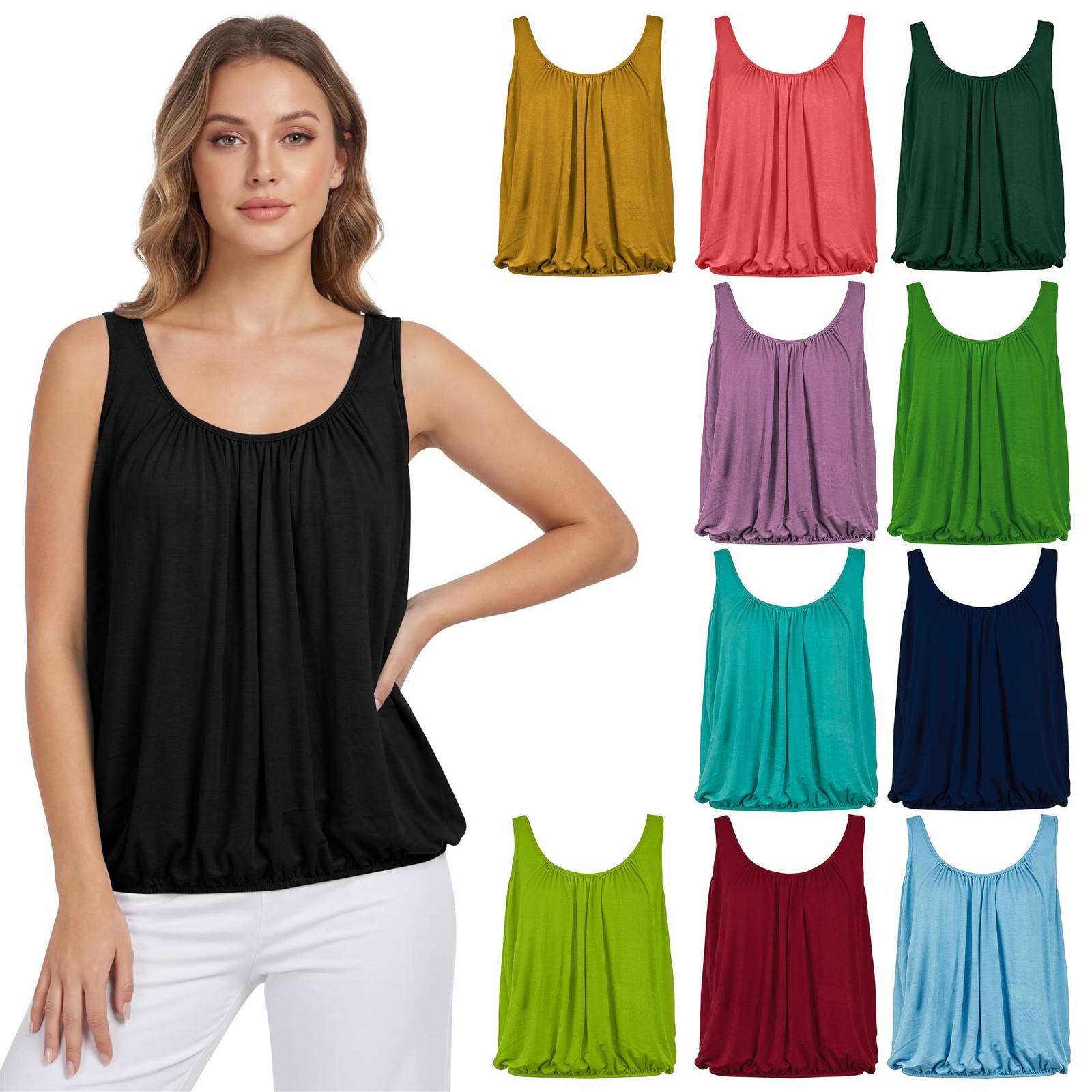 Mujeres Chaleco Prendas para el torso Italiano Verano Vacaciones Calce Suelto Camisola Sin Mangas Camiseta sin Mangas