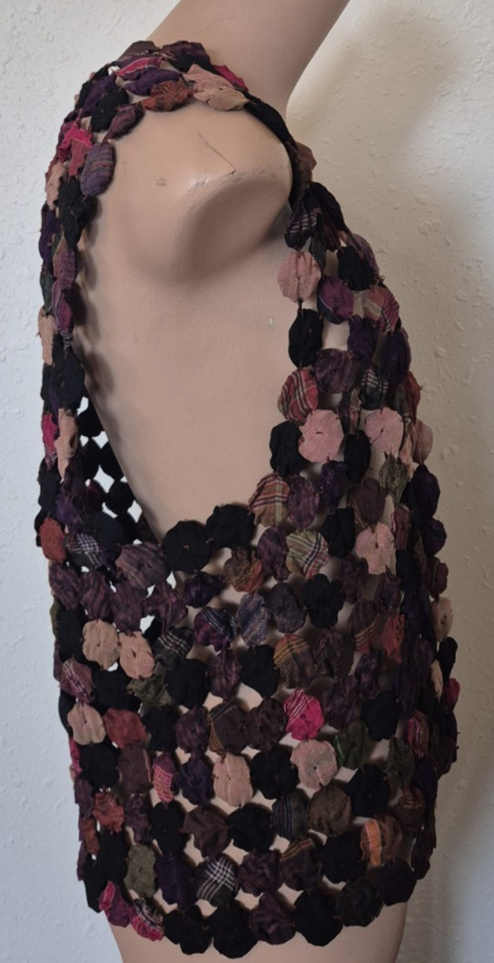 Handmade Yo Yo Patchwork Vest Multicolor Fall Win… - image 5