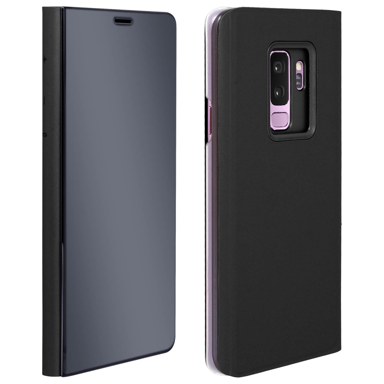 Étui miroir Galaxy S9 Plus noir design premium rigide