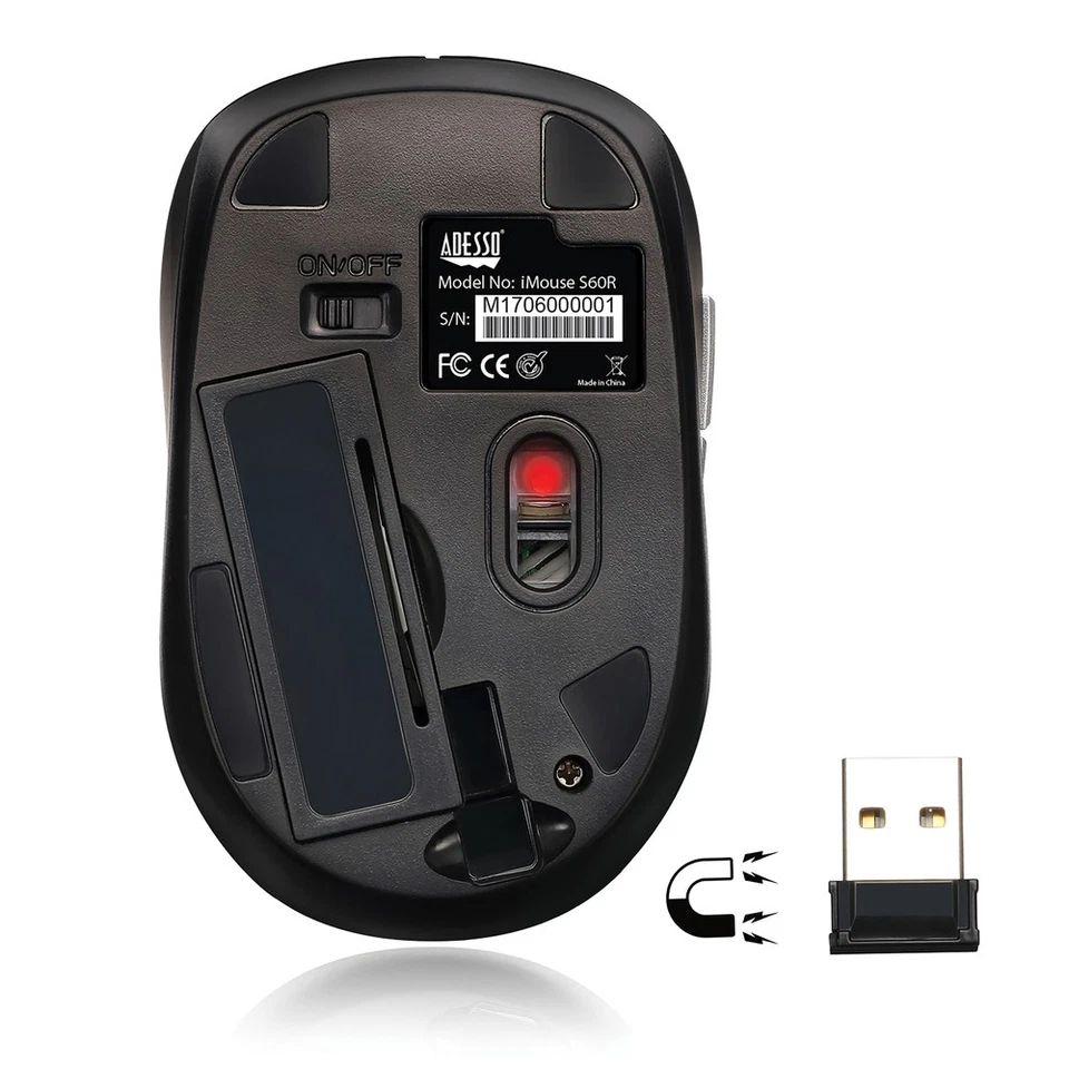 ADESSO IMOUSES60R RED 2.4GHZ WIRELESS OPTICAL MINI MOUSE PROGRAMMABLE DRIVER - Image 2 of 4