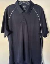 Adidas Golf A82 Mens ClimaLite Piped Pique Colorblock Polo / Navy/Wht / Medium