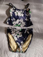Lands End Size 8 UPF 50 Tugless Tankini Top and High Waisted Bottom Swimsuit Set