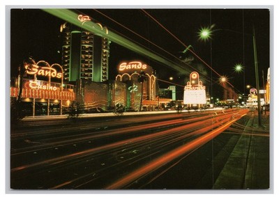 Sands Hotel Casino Las Vegas Nevada Night View Postcard Souvenir 6x4 Unused
