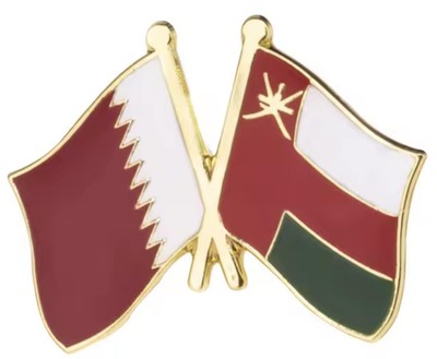 Bahrain Bahraini Bahrainian Oman Omani Omanian Omanese National Flag Crossed Pin