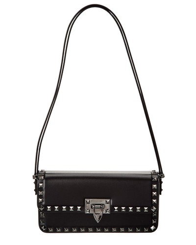 Valentino Rockstud23 East-West Leather Hobo Bag Women's Black