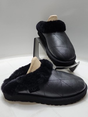UGG CLUGGETTE PEARLIZED BLACK SHEARLING MOCASSIN SLIPPERS US 10 / EU 41 / UK 8