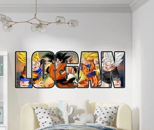 Personalized Son Goku Wall Decal Dragon Ball Z Custom Name Anime Sticker Decor