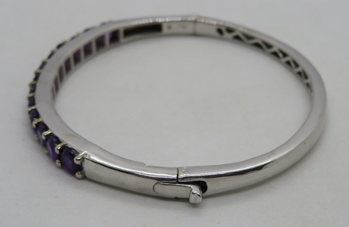 Sterling silver & amethyst vintage Art Deco antique bangle bracelet - Imagen 6 de 13