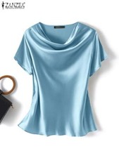 Women's Silk Shirt Loose Short-sleeved T-shirt Mulberry Silk Top Pullover Blouse