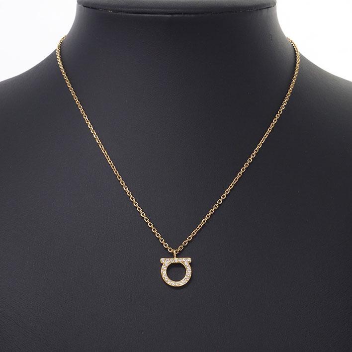 Salvatore Ferragamo Authentic Gancini Rhinestone Necklace
