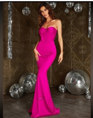 NWOT Fuchsia Pink Bustier Top Strapless Formal Gown (XS) #119 | eBay NWOT Fuchsia Pink Bustier Top Strapless Formal Gown (XS) #119 | eBay