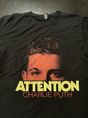 Charlie Puth Attention T-Shirt, Black, Size: Medium