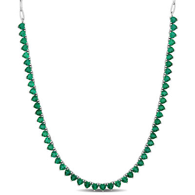 Amour Silber 13 1/3 kt TGW erstellt Smaragd klassische Tennis Halskette 18 Zoll + 2 Zoll ext