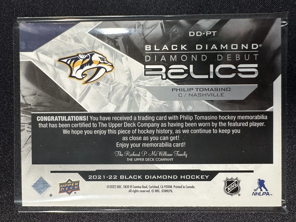 2021-22 Black Diamond Philip Tomasino Diamond Debut Relics Rookie Jersey #DDPT - Image 2 of 2