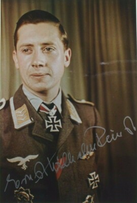 Ernst Wilhelm Reinert WW II Luftwaffe Ace 174 Aerial Victories Signed Photograph