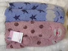 2 Pairs Woman's Lurex Critter Slipper Sock S/M 6-7.5 Cat Warm None Skids soft