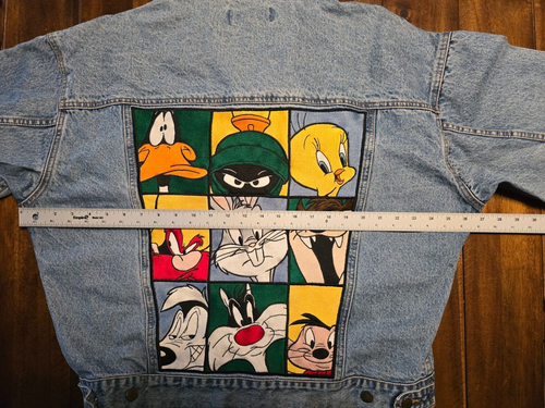Vintage 90’s Looney Tunes Denim Jacket Warner Bros Men’s Large 1995 - Picture 12 of 14