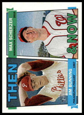 2016 Topps Heritage Then & Now 5x7 #TAN-BS Jim Bunning / Max Scherzer #/99