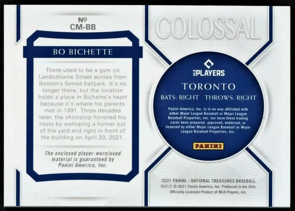 2021 National Treasures BO BICHETTE Colossal Materials Holo Gold /25 - Image 2 of 2