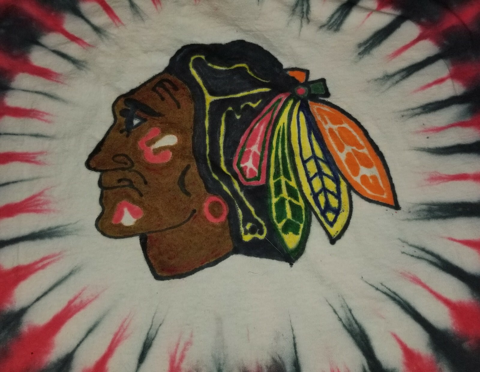 ALTRA Camicia tie dye fatta a mano ADULTO HOCKEY: BLACKHAWKS BLUES CAPITALS PREDATORS SABRE