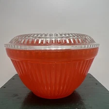 Vintage Anchor Hocking Fire King Orange Refrigerator Dish with Lid Free Shipping