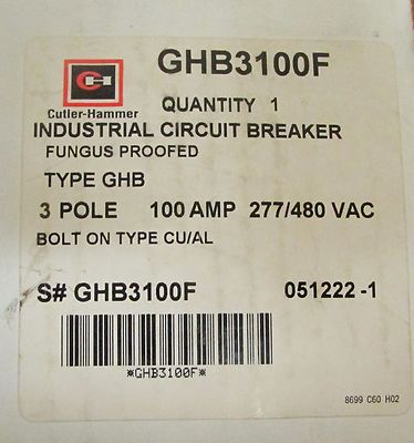 Eaton Cutler Hammer GHB3100F 3 Pol 100 Amp Pilz Proofed Ghb Schalter