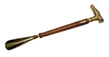 Shoe Horn Handmade Wooden Vintage With  Solid Brass Horse Handle Style