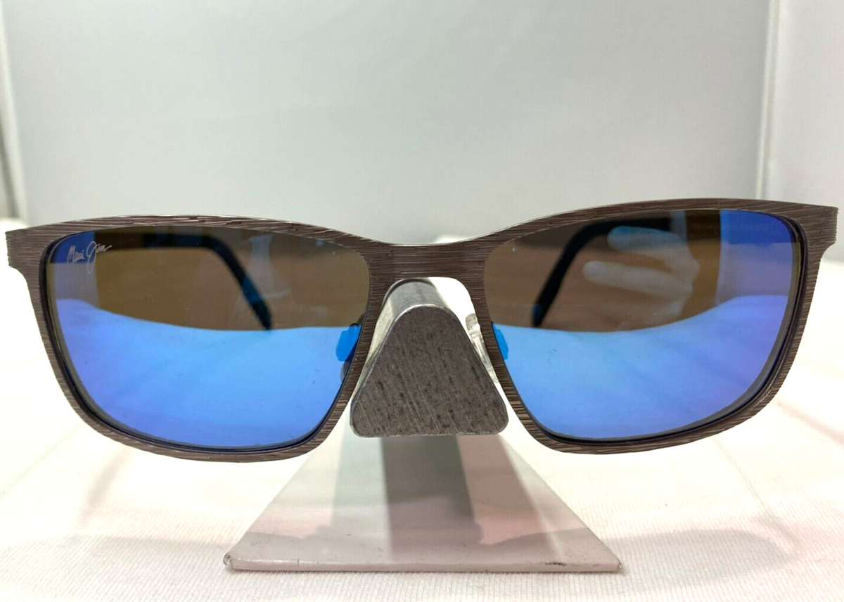 MAUI JIM CUT MOUNTAIN MJ 532-14 SILVER W/ BLUE HAWAII POLARIZED 
