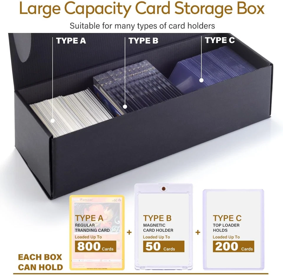 Caja de almacenamiento de tarjetas coleccionables - [Paquete de 8], Estuche con soporte para tarjetas de pasatiempo de béisbol con imán f Foto 4 de 4