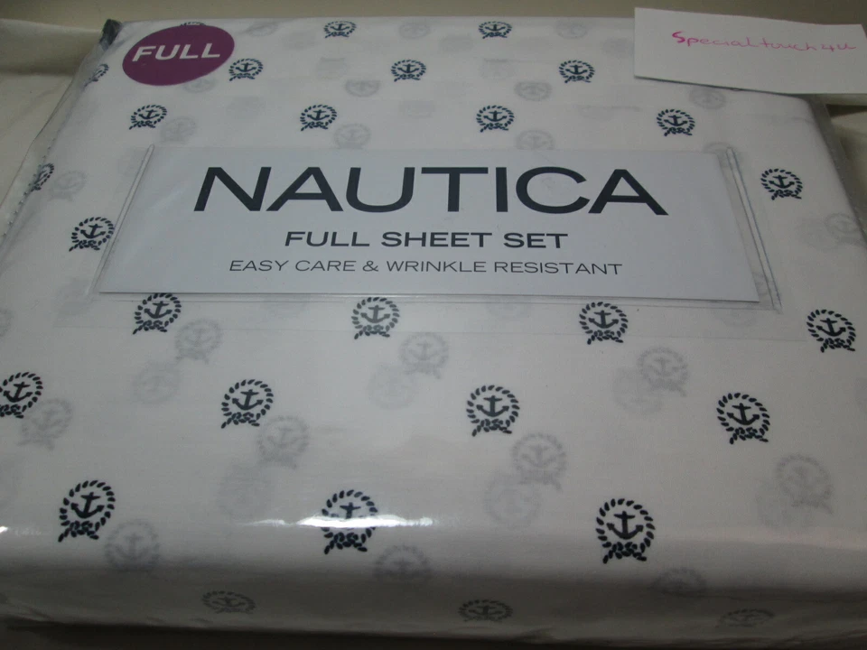  New Nautica ANCHOR CIRCLE  Full Sheet Set -  Black  on White NIP - Image 2 of 4