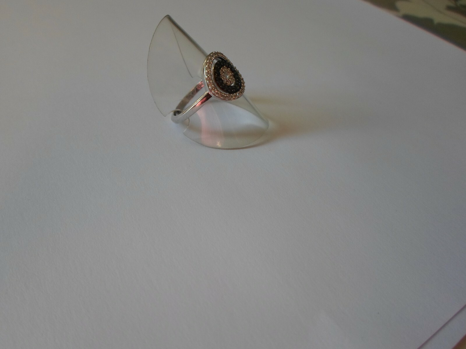 solid silver ring, openwork circles, black and wh… - image 4