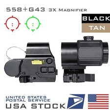 G43 3X Magnifier 558 Red Green Dot Holographic Reflex Sight Scope QD Mount 20mm