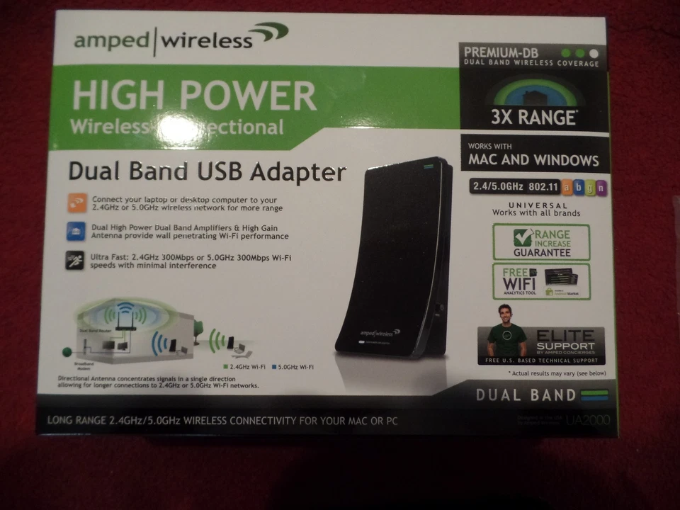 Amped Wireless UA2000 - Adaptador USB direccional de doble banda inalámbrico-N de alta potencia Foto 4 de 4