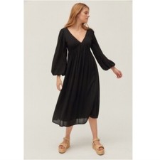 Urban Outfitters Colton Plunging Black Midi Dress Tie-Back Size Small Petite